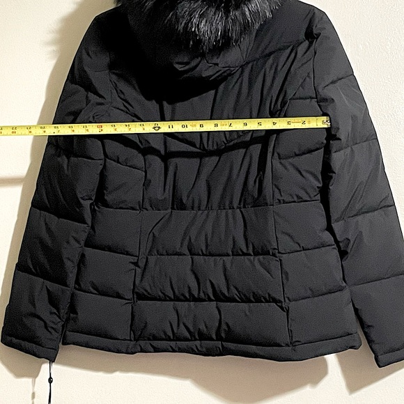 DKNY Hooded Puffer Jacket faux fur Size M Black. - Picture 4 of 16